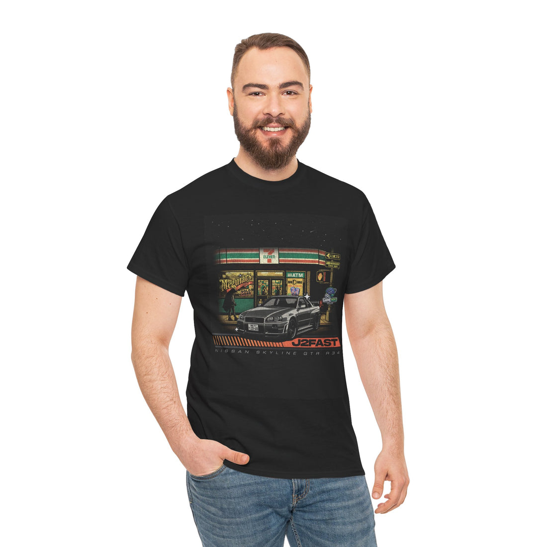 🏁 J2FAST Nissan Skyline GTR R34 Retro Streetwear Tee 🏁