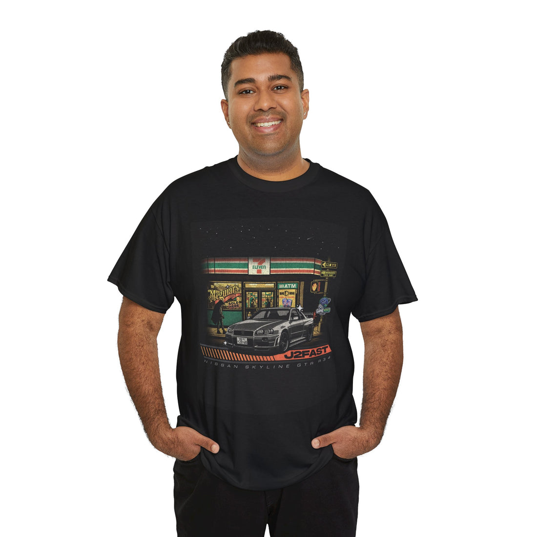 🏁 J2FAST Nissan Skyline GTR R34 Retro Streetwear Tee 🏁